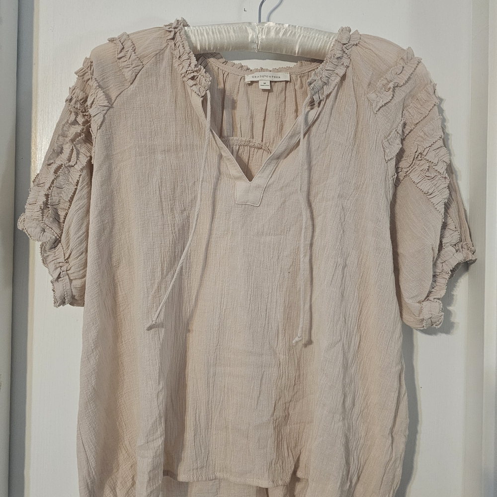 Women's Ruffled Peach Top